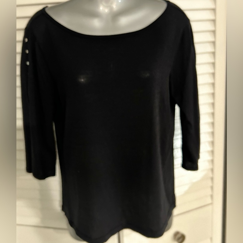 Anne Klein boat neck open split sleeve lightweight sweater Petite 8 vintage